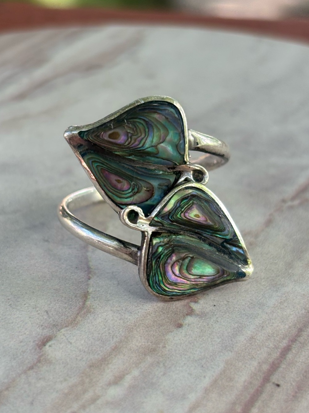 Vintage Taxco Mexico 925 Sterling Silver Abalone Shell Butterfly Ring Size 6
